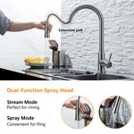 LinkMejor Smart Touch Kitchen Sink Faucet 360 ° Rotation with Pull Down Sprayer Motion Sensor Cold Hot Mixed Tap SUS 304 Stainless Steel Brushed Nickel
