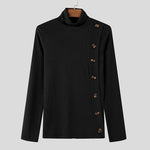 LinkMejor Mens Solid Color Textured Pullover Long Sleeve Sweater Fashion Slim Fit High-collar Sweater for Male S 5XL