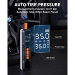 Portable Air Compressor 150PSI Rechargeable 10000mAh Tire Inflator Fast Inflation 5 Modes Digital Gauge LED Light for Car Bike Motorcycle Ball Camping Travel Accessories