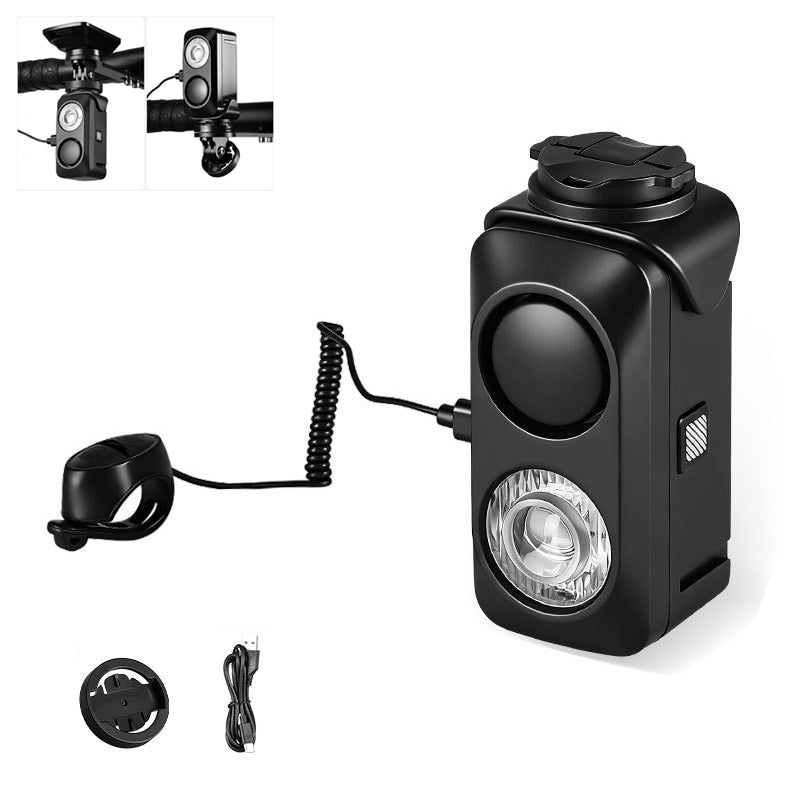 LinkMejor Hanging Bicycle Horn Headlight Wired Control 120 dB Electric Bell 360LM Bike Front Light for Road/MTB Night Cycling Safety