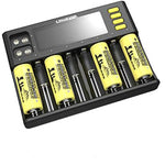 LiitoKala LII-S8 8 Slots LCD Display Battery Charger for Li-ion(IMR/ICR) LiFePO4 Ni-MH/Cd AA AAA C 18650 21700 26650 18350 14500 RCR123 Cells & 9V Batteries