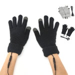 LinkMejor Knitted USB Heated Gloves Touch Screen Compatible 40-50°C Adjustable Warmth Removable Heating Pad Flexible Cable Thermal Winter Gloves