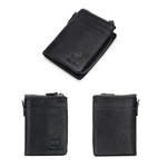 LinkMejor Men's Genuine Leather Wallet Detachable Coin Purse Large Capacity Multi-card Slots Card Holder Money Clip