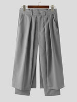 INCERUN Men Design Pleated Layering Pant Loose Fit Casual Daily Men's Bottoms