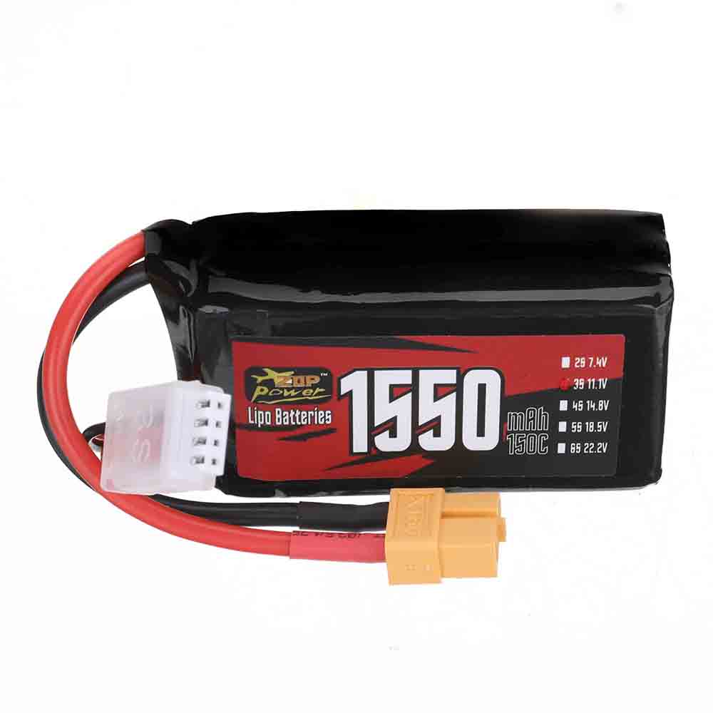LinkMejor Power 11.1V 1550mAh 150C 3S LiPo Battery XT60 Plug for RC Drone