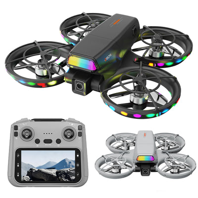 LinkMejor Z809 WiFi FPV with 4.3inch LCD Screen Controller HD Dual Camera Electrically Adjustable Optical Flow Hover Automatic Obstacle Avoidance Circle Protection Dazzling Lights Brushless 2.4G 4CH 6-Axis Remote Control Toys RC Drone Quadcopter RTF