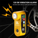 LinkMejor 120dB Bicycle Fingerprint Unlocking Disc Brake Lock USB Charging Waterproof Alarm Safety Protection Motorcycle E-Bike Anti-theft Lock