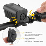 LinkMejor 2-in-1 LED Bicycle Front Light with Bell Horn 4 Super Bright LEDs 500mAh Battery Type-C Charging Safe for Night Cycling