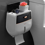 Bathroom Organizer Shelf Wall Mount Toilet Paper Holder Large Capacity Wall-mounted Double-layer Toilet Paper Holder No Drilling Installation Waterproof Paper Towel Storage Box Suitable for Bathroom Organization