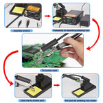 LinkMejor T12A Desoldering Station Soldering Iron EU Plug Hot Air Gun Suction Tin Gun 150W Adjustable Temperature OLED Display STM32 Control