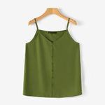 LinkMejor Womens Spaghetti Strap Camisole Summer Tank Tops V Neck Casual Slip Blouse Streetwear