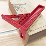 LinkMejor 3D Multi-Angle Measuring Ruler Square Ruler Hole Drawing Ruler Metric Scale Carpenter Woodworking Layout Tool