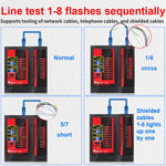 LinkMejor ET605 LAN Network QC Cable Port Tester Pairing Check Switch Flash POE Withstand 60V Telephone Network Cable Line Finder