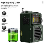 Hanrongda HRD-700 Radio Full Band MW/FM/SW/WB Radio Portable Multimedia Music Player 110 Stations Supports bluetooth TF Card Receiver Signal for Home Gatherings Outdoor Activities