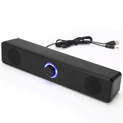 E3511 Wired bluetooth Speaker Desktop Computer Soundbar Dual 52mm Speakers Independent Volume Knob Adjustable USB Powered Speaker Soundbar