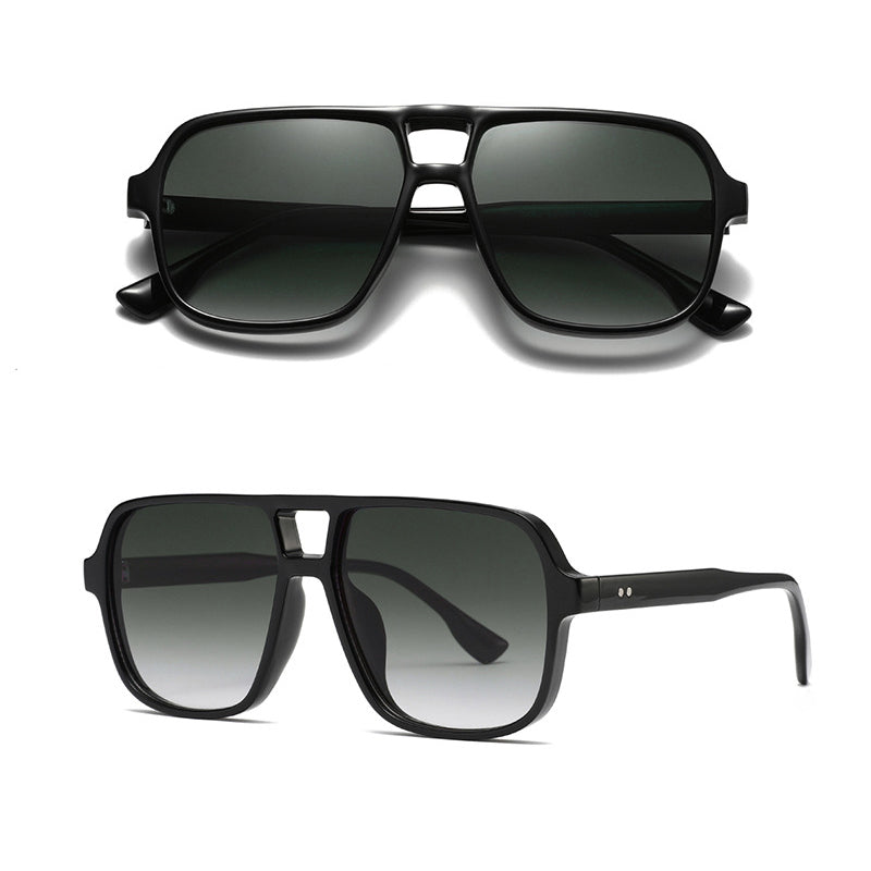 Fashion Square Double-bridge Pilot Sunglasses for Men Women UV400 Protection Sun Glasses for Driving Travel Fishing