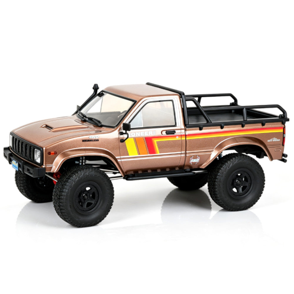 LinkMejor EX86110 PRO For PIONEER Ⅱ 1/10 2.4G 4WD Brushless RC Car Rock Crawler Off-Road Climbing Pickup Truck Two Speed LCG Portal Axle  Reverse Drive Hobbywing Motor ESC LED Light Oil Shocks Vehicles Models Toys