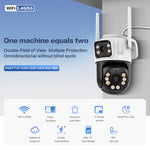 6MP Dual Lens PTZ WiFi Security Camera Full Color Infrared Night Vision Human Motion Instant Sound&Light Alarm Two-Way Audio Waterproof 2.4GHZ Dual-Band Surveillance Camera for Outdoor