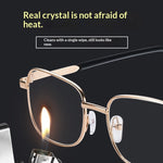 Crystal Glass Folding Reading Glasses Men Women HD Anti-Scratch Full Frame Presbyopic Eyewear