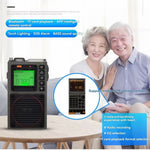 Hanrongda HRD-787 AM/FM/SW/WB Portable Radio Full Band Radio bluetooth Music Player TF Card Input Built-in Flashlight SOS Alarm Elderly Walkman Plug and Play
