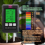 6-in-1 Soil Tester PH Temperature Humidity Sunlight Fertility Nutrient Meter with Digital Display for Gardening and Agriculture