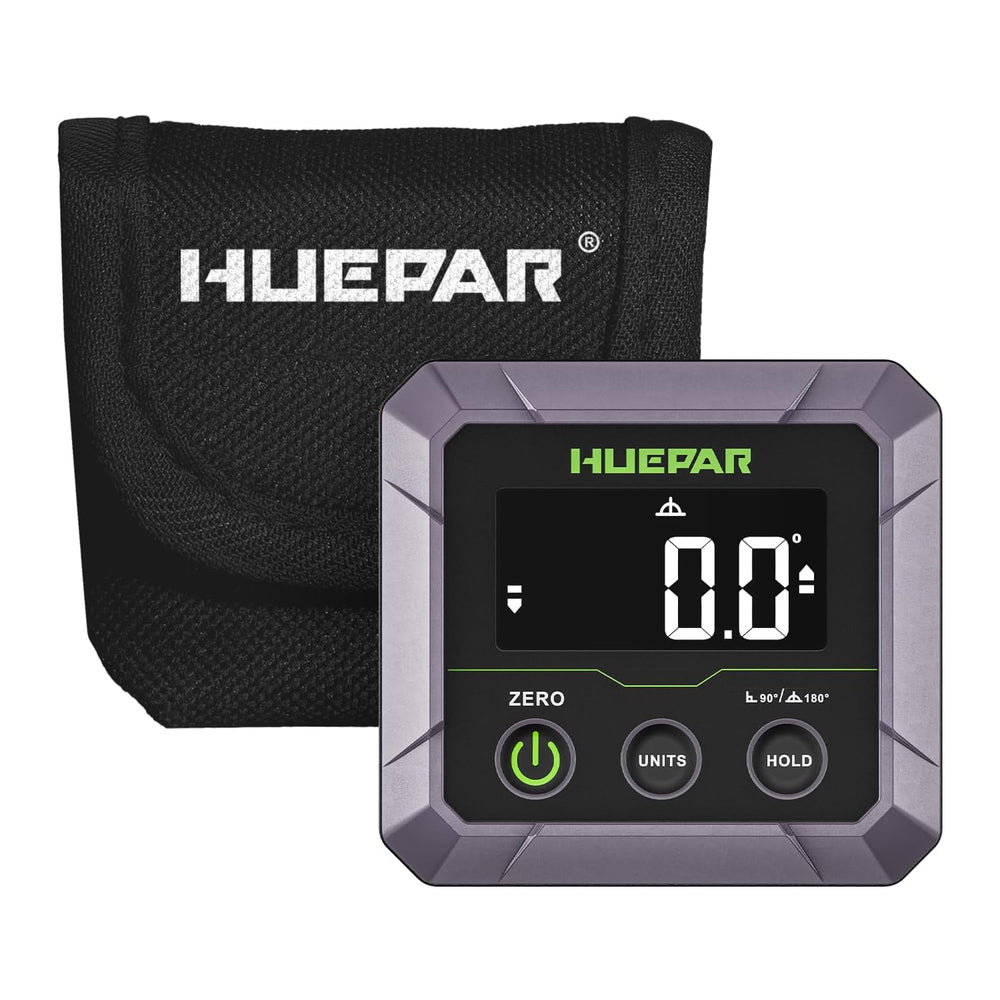 Huepar DL141 Digital Angle Finder Magnetic Base ±0.1° Accuracy VA LCD Display Woodworking Table Saw Blade Bend Pipes Adjustable Tool Compact