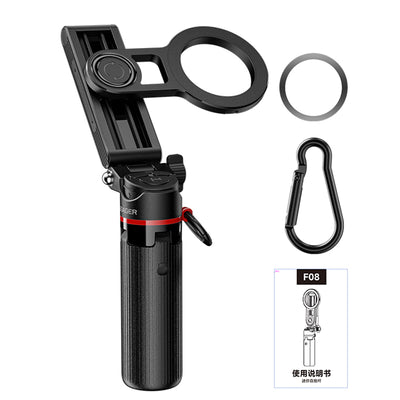 LinkMejor F08 Magnetic Mini Selfie Stick with bluetooth Remote 4-in-1 Portable Foldable Phone Stand 360° Rotation for iPhone Android Travel Vlog