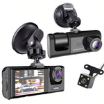 3 Lens 1080P Infrared Night Vision Dual Dash Cam Backup Camera Wide Angle Recording Looping