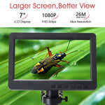 LinkMejor 26MP HDMI-compatible Digital Microscope 2100X Digital Magnification Adjustable 7 inch Screen 60fps Hight Frames Rate Microscope Camera with HDR Mode Can Eliminate Metal Reflection For Soldering HY-2070
