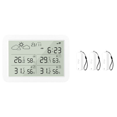 WS06 Tuya WiFi Weather Station Smart Hygrometer Thermometer Indoor Outdoor Temperature Humidity Monitor Remote APP Control 1 Main 3 Sensors