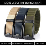LinkMejor 120cm Men Tactical Belt Quick Release Outdoor Military Metal Belt Soft Wear-resistant Nylon Sports Ratchet Belt