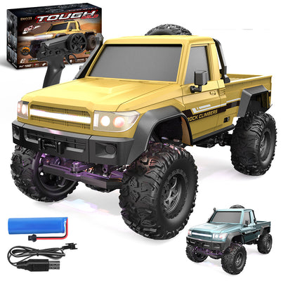 LinkMejor E201 E202 RTR 1/20 2.4G 4WD RC Car Rock Crawler Off-Road Climbing Truck LED Light Full Proportional Control Straight Bridge Aluminum Axles Central Differential Vehicles Models Toys