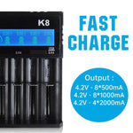 [USA Direct] K8 8-Slot with LCD Screen Display Intellegent Rechargeable Li-ion Battery Charger Universal Flashlight RC Toys Home Tools Battery Charger 4 Slots For Li-ion 18650 21700 26650 AA AAA Batteries Cell
