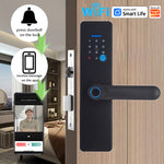 LinkMejor WF-X8 Tuya Smart WiFi Fingerprint Doorlock Password/APP/IC Card/Key/Fingerprint Unlock Built-in Camera Semi-conductor Intelligent Door Lock