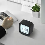Digital Alarm Clock 12/24H Electronic Alarm Clock Voice-activated Backlight Temperature Humidity Nightlight Table Clocks with Snooze Function