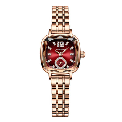 LinkMejor Stainless Steel Women Watch Square Luxury Rhinestone Quartz Watch Business Waterproof Fashion Wrist Watch