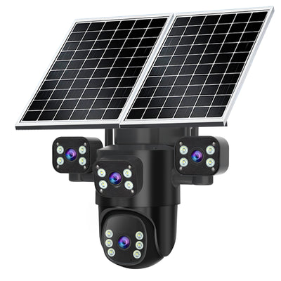 Guudgo 2MP+2MP+2MP+2MP Four Lens Solar Camera 5X Zoom 4G AOV Outdoor Security Camera 360 Degree Smart Night Vision Waterproof Camera