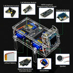 Smart AI Voice Electronic Biomimetic Mechanical Dog 2.4G Control Graphical Programming HXFB Visual Robotic Dog DIY Kit with 0.96 inch OLED Display for STEM Learning