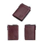 LinkMejor Men's Genuine Leather Wallet Detachable Coin Purse Large Capacity Multi-card Slots Card Holder Money Clip