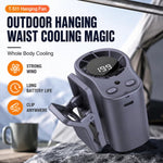 T511 Outdoor Hanging Waist Fan USB Rechargeable Clip On Mini Fan 199 Speed LED Display Quiet Portable Fan For Camping Hiking Driving