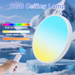 Elfeland 48W RGB Ceiling Light Remote Control with 16 Million Colors Dimmable Multiple Scene Modes LED Flush Mount Ceiling Lamp