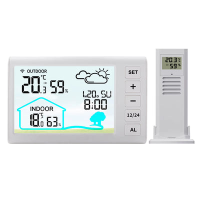 TS-FT006 Indoor Digital Thermometer and Hygrometer Mini LCD Wall Wireless Multifunctional Mini Clock with Humidity Weather Station