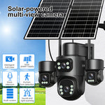 8MP 5X Zoom AOV Solar Security Camera Multi-view Wireless Outdoor Cam 4G HD 360° View Color Night Vision AI Human Detection Red Blue Alarm IP66 Waterproof for Home Safety