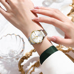 LinkMejor Women Watch Thin Waterproof Luminous Quartz Watch Calendar Analog Stainless Steel Wrist Watch Date Lady Watch