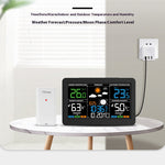 Wireless Weather Station Indoor Outdoor Thermometer Hygrometer with Forecast Moon Phase Barometer Alarm 7 Buttons Backlight RF Sensor Large LCD Display