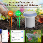 LinkMejor Wireless WIFi Soil Sensor Support Soil Moisture Temperature Smart Home Solar Soil Sensor for Garden Flower Plant
