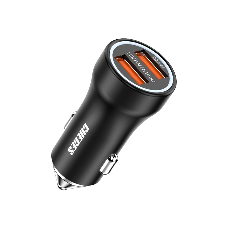 CGS-01 12-24V Dual USB Car Charger 100W+22.5W for Mobil Tablet Charging Compatible with for Huawei for Xiaomi for Samsung