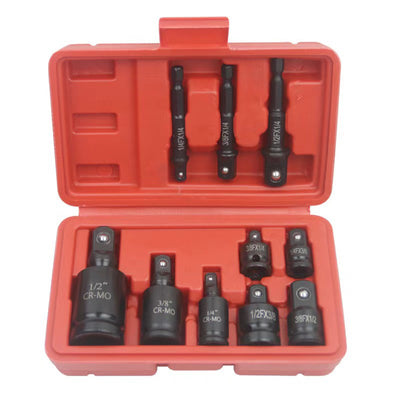 Socket Adapter Set Chrome Molybdenum Steel Impact Driver Reducer Corrosion Resistant Black Oxide Finish Ball Detent Lock Universal Wrench Tool Conversion Ratchet Drive Accessories Multiple Sizes