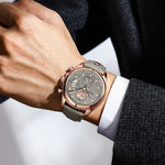 LinkMejor Men's Waterproof Luminous Quartz Watches Fashion Multi-function Business Casual Wristwatch