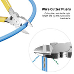 RJ45 Crimp Tool Kit Cat6 Cat5e Network Cable Tester Pass Through Connectors Wire Cutter Mini Stripper Strain Relief Boots 1000m Test Distance Crimping Cutting Stripping Tools